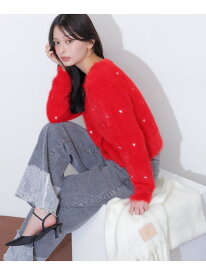 ハート刺繍フェザーカーディガン JILL by JILL STUART ジル バイ ジル スチュアート トップス ニット ブラウン ホワイト レッド【先行予約】*【送料無料】[Rakuten Fashion]