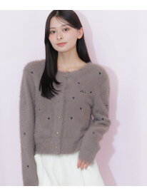 ハート刺繍フェザーカーディガン JILL by JILL STUART ジル バイ ジル スチュアート トップス ニット ブラウン ホワイト レッド【先行予約】*【送料無料】[Rakuten Fashion]