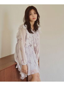 フラワープリントラッフルミニワンピース JILL by JILL STUART ジル バイ ジル スチュアート ワンピース・ドレス ワンピース パープル ベージュ【送料無料】[Rakuten Fashion]