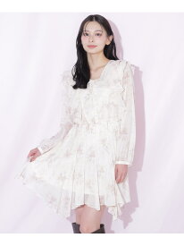 フラワープリントラッフルミニワンピース JILL by JILL STUART ジル バイ ジル スチュアート ワンピース・ドレス ワンピース パープル ベージュ【送料無料】[Rakuten Fashion]