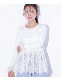 裾レースペプラムトップス JILL by JILL STUART ジル バイ ジル スチュアート トップス カットソー・Tシャツ ベージュ ホワイト【送料無料】[Rakuten Fashion]