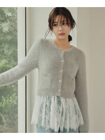 フィルムシャギーニットジャケット JILL by JILL STUART ジル バイ ジル スチュアート トップス ニット ホワイト グレー【送料無料】[Rakuten Fashion]