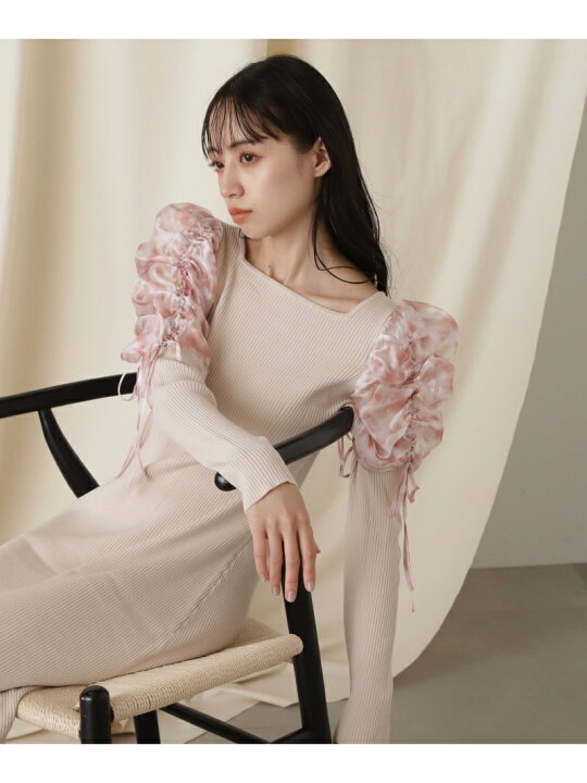 楽天市場】【SALE／60%OFF】シアーギャザースリーブニットワンピース 