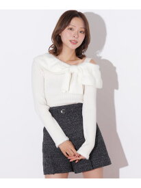 フェザーアシメリボンニット JILL by JILL STUART ジル バイ ジル スチュアート トップス ニット ベージュ ピンク ブラック【先行予約】*【送料無料】[Rakuten Fashion]