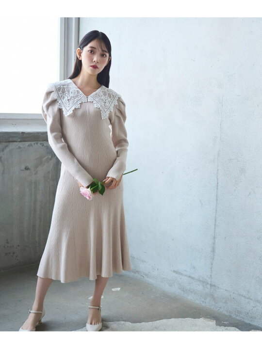楽天市場】【SALE／50%OFF】レースカラーニットワンピース JILL by 