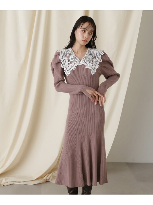 楽天市場】【SALE／50%OFF】レースカラーニットワンピース JILL by 