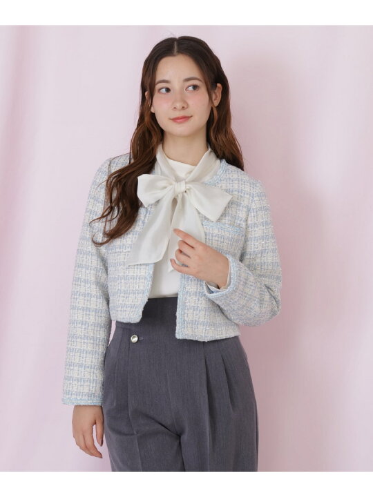 楽天市場】【SALE／50%OFF】ビジューブレード付きツイードジャケット 