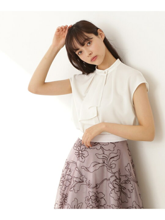 楽天市場】【SALE／30%OFF】ラッフルフロントブラウスノースリーブ 