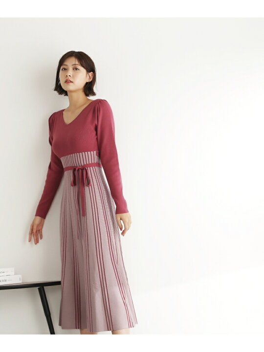 楽天市場】【SALE／50%OFF】バイカラープリーツニットワンピース JILL 