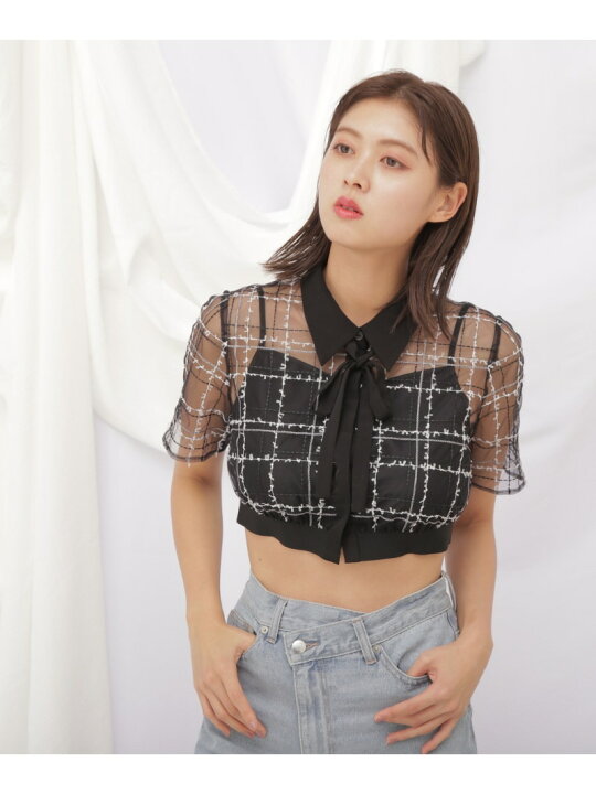 楽天市場】【SALE／30%OFF】◇シアーチェックショート丈ブラウス JILL 