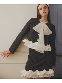 ＜セットアップ対応＞ホイップフリルツイードミニスカート JILL by JILL STUART ジル バイ ジル スチュアート スカート その他のスカート グレー ブラック【送料無料】[Rakuten Fashion]