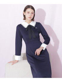 スカラップ襟リボンタイワンピース JILL by JILL STUART ジル バイ ジル スチュアート ワンピース・ドレス ワンピース ネイビー ベージュ ブルー【送料無料】[Rakuten Fashion]