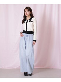 リボン加工カーブパネルデニムパンツ JILL by JILL STUART ジル バイ ジル スチュアート パンツ その他のパンツ ブルー ブラック【送料無料】[Rakuten Fashion]