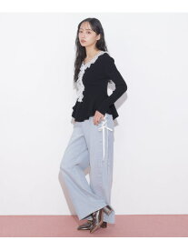 レースダウンワイドデニムパンツ JILL by JILL STUART ジル バイ ジル スチュアート パンツ その他のパンツ ブルー グレー【送料無料】[Rakuten Fashion]
