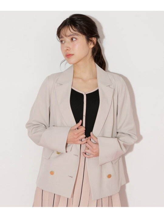 JILL STUART ダブルボタンジャケット Perushu グレー ストライプ 