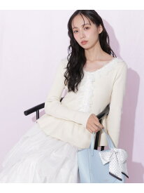 レーストリムペプラムニット JILL by JILL STUART ジル バイ ジル スチュアート トップス ニット ホワイト ブラック ピンク【送料無料】[Rakuten Fashion]