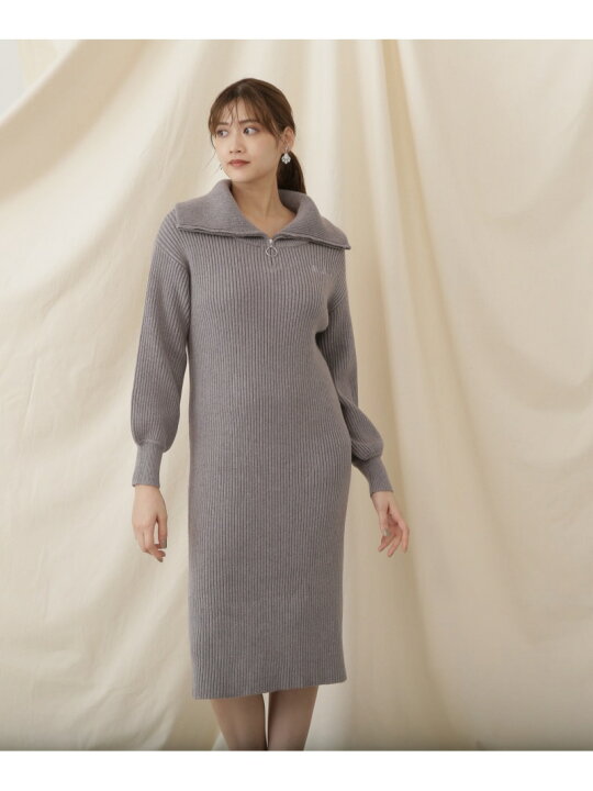 楽天市場】【SALE／30%OFF】ビッグカラーハーフジップニットワンピース  