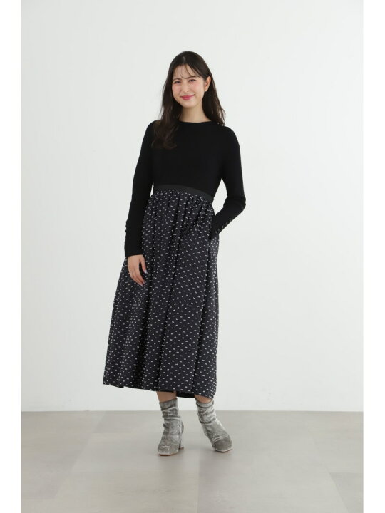 楽天市場】◇ニットドッキングドットタフタワンピース JILL STUART 