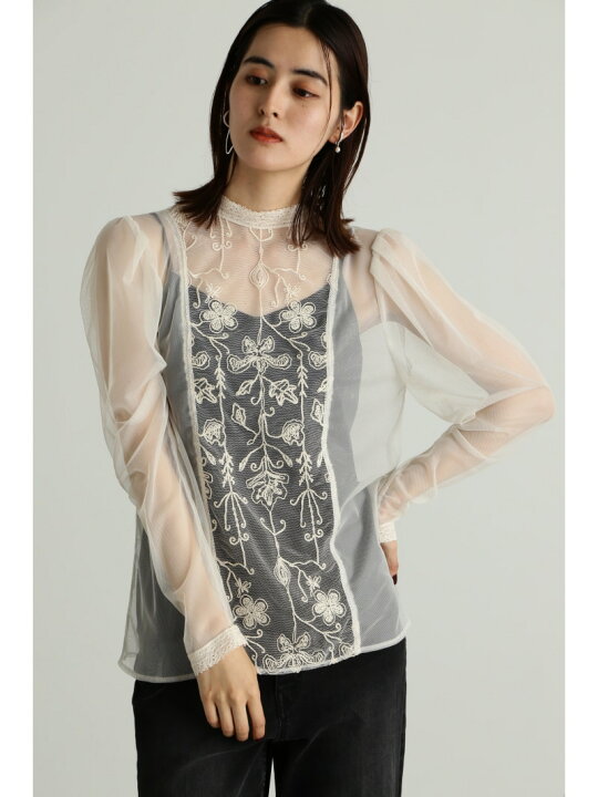 楽天市場】【SALE／80%OFF】チュールエンブロイダリーブラウス JILL 
