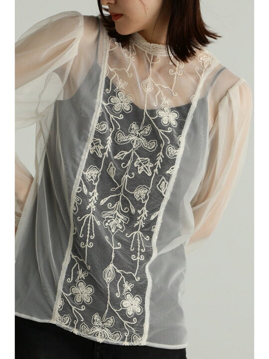 楽天市場】【SALE／50%OFF】チュールエンブロイダリーブラウス JILL  