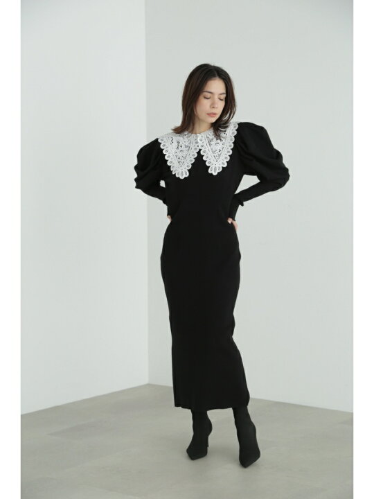 楽天市場】【SALE／64%OFF】レースカラーニットドレス JILL  