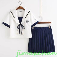 サマー　短袖　上下セット セーラー服 JK系フリルスカート　パーティグッズ 制服 学生　ユニフォーム　卒…