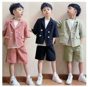 気楽 韓国こども服 夏服 キッズスーツ 入学式 卒業式 男の子 セットアップ 子供 キッズ フォーマルスーツ 半袖 夏 子供服 女の子 キッズ ジュニア 結婚式 発表会 90 100 110