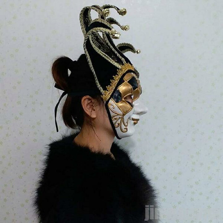 楽天市場】気楽 ピエロ ヴェネツィアマスク ブラック ベネチアン 