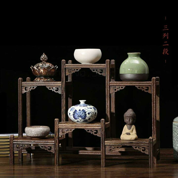 楽天市場】気楽 茶器棚 置物 三列二段 Ver2ー or壺型 Ver3ー 木製 台 