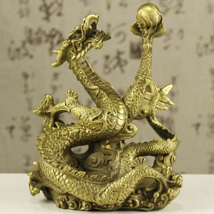楽天市場】気楽 風水 置物 龍 左手に玉を持つ龍 五本爪 龍 竜 真鍮 