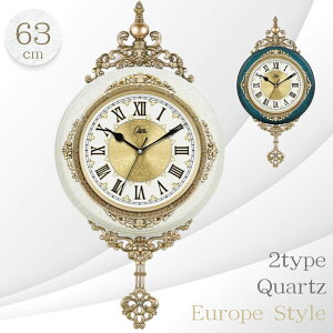 気楽 壁掛け時計 ローマ数字 ヨーロピアン 振り子時計 ホワイトorブルー インテリア 贈り物 新築祝い 引越し祝い 結婚祝い お誕生日祝い カフェ レストラン 店内装飾 リラック