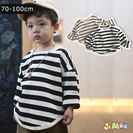 【楽天1位】70cm/80cm/90cm/100cm 「メール便送料無料」子供服　パーカー　トップス　ボーダー　ストライプ　シンプル　男の子　女の子　可愛い　春秋　合わせやすい　可愛い　シンプル　女の子　長袖　ベビー服　韓国子供服　キッズ服 　春秋　通園
