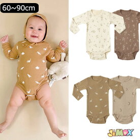 【即納】60cm/70cm/80cm/90cm「メール便送料無料」 ベビー服　新生児　ベビーロンパース　赤ちゃん　長袖　肌着　オールインワン　前開き　赤ちゃん　総柄　欧米　北欧　出産祝い　退院　春秋　ベビーオールインワン　ベビー服　子供服 長袖　可愛い　ショート　北欧風
