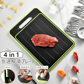解凍プレート 4in1 まな板 両面利用可能 急速解凍 粗熱 解凍プレート 肉 解凍まな板 自然解凍プレート 冷凍食品 業務用家庭用 自然解凍 多機能 まな板 抗菌 耐熱 軽量 食洗機対応 急速 解凍 食品解凍 肉 刺身 砥石 研磨プレート 省エネ電気不要