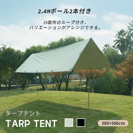 「Tenplay公式」レクタタープ 天幕 大型 300x500cm 19箇所ループ 耐水圧3000mm 210Dオックスフォード 紫外線対策 サンシェード UVカット UPF50+ ソロキャンプ 遮熱 遮光 軽量 シルバーコーティング 防雨防水/防風/日除け キャンプ