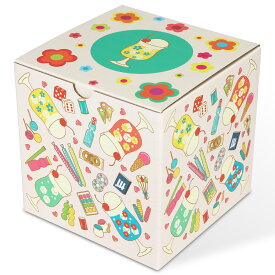 【レトロかわいい】ギフトボックス 15×15×15cm お菓子 駄菓子 焼き菓子 キャンディ用 化粧箱 パッケージ箱 プレゼント用 バレンタイン ラッピング資材