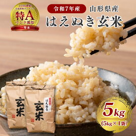 【令和7年産】はえぬき 玄米 5kg 新米 米 山形県産 選べる配送時期 送料無料 お米 玄米 ブランド米 単一原料米 2025年産 産直 米どころ山形 食物繊維 ビタミン ヘルシー 国産 石抜き処理済
