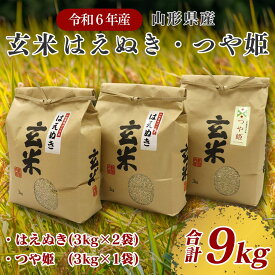 【先行予約】 玄米 米 令和6年産 山形県産 はえぬき つや姫 9kg 3kg×3袋 食べ比べ セット お米 コメ 米どころ 山形 ブランド米 2024年産 産直 小分け お取り寄せグルメ