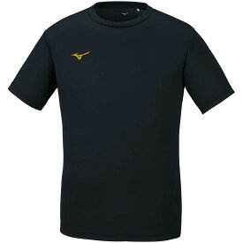 32MA1190-90-L ミズノ ナビドライ Tシャツ(ブラック×ゴールド・サイズ：L) mizuno NAVIDRY 半袖 丸首