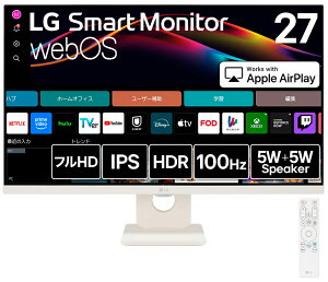 LGGNgjNXbGW[ webOSډtfBXvC(27^/IPS/FullHD 1920×1080/100Hz/5ms/HDMI/USB×2/VESA/3Nۏ؁EP_ۏ)(zCg) MyView Smart Monitor 27U511SA-W