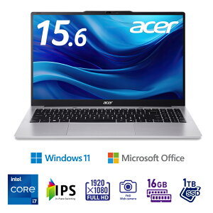 AcerbGCT[ 15.6^ m[gp\R Aspire Lite(Core i7/ 16GB/SSD 1TB/Windows 11Home/Office2024)CgVo[ AL15-72P-N76ZJARE/F