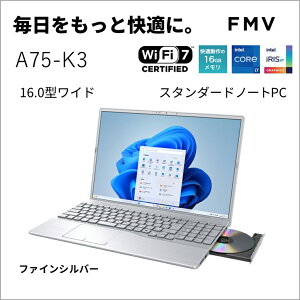 xmʁbFUJITSU m[gp\R A75-K3(16^/Windows11/Office/Core i7 1355U/ 16GB/SSD 256GB/DVD)t@CVo[ Note A X^_[hm[gPC FMVA75K3SA