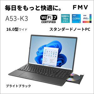 xmʁbFUJITSU m[gp\R A53-K3(16^/Windows11/Office/Core i5 1335U/ 16GB/SSD 256GB/DVD)uCgubN Note A X^_[hm[gPC FMVA53K3BA
