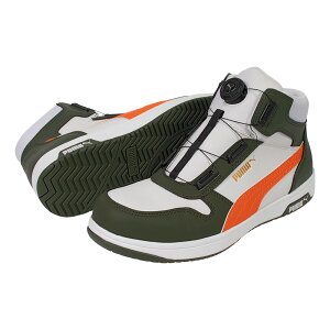 プーマ HERITAGE FRONTCOURT DISC MID ホワイト×グリーン 26.5cm JSAA規格 A種 63.222.0-WH/GRN-26.5 PUMA SAFETY