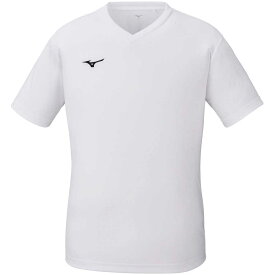 32MA1191-01-M ミズノ ナビドライ Tシャツ(ホワイト×ブラック・サイズ：M) mizuno NAVIDRY 半袖 Vネック