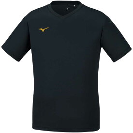32MA1191-90-L ミズノ ナビドライ Tシャツ(ブラック×ゴールド・サイズ：L) mizuno NAVIDRY 半袖 Vネック