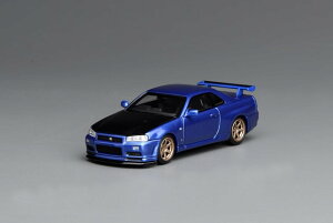モーターへリックス 1/64 日産 SKYLINE GT-R (R34) V-SPEC II CUSTOMIZED カーボンボンネット Bayside Blue【M63450】 ミニカー