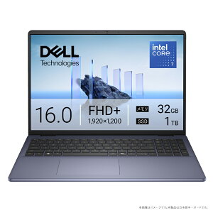 DELL|デル 16型 ノートパソコン Dell 16 DC16251(Core 7 150U/メモリ 32GB/1TB SSD/インテルGraphics)-ミッドナイトブルー ND86-FWMJ