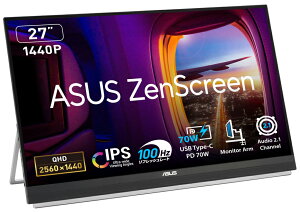 ASUSbGCX[X oCtfBXvC(27^/IPS/WQHD 2560×1440/5ms/HDMI/USB Type-C/VESA/3Nۏ)(ubN) ZenScreen MB27ACF