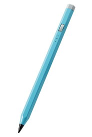 エレコム iPad用 タッチペン スタイラスペン USB Type-C充電 傾き感知 誤作動防止 磁気吸着 ペン先2mm スリム 六角鉛筆型 ペン先交換可（ブルー） P-TPACAPEN01BU